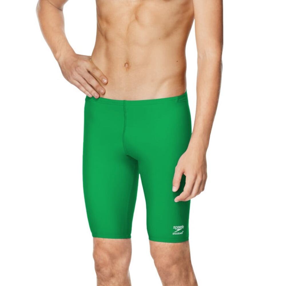 Speedo Endurance+ Solid Adult Jammer Swim Shorts Green Sz 32 Chlorine Resistant